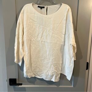 NWT Lafayette 148 Large White Cloud 3/4 Sleeve Draped Blouse 100% Silk $448